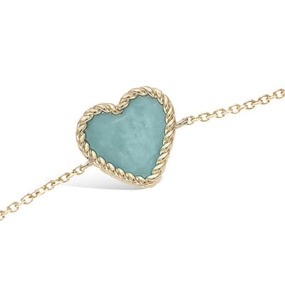 CHIVAL 18K Vergulde Armband – Love Wrap Sea Blue met Amazoniet – Tijdloos, Elegant & Hypoallergeen, Romantisch, Luxe, Cadeau Voor Haar