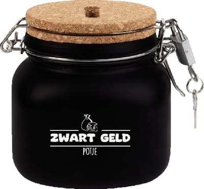 Spaarpot - Zwart geld potje - Glas - 10,5x11x12,5cm
