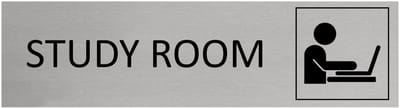 CombiCraft Aluminium deurbordje Study room 165x45mm met tape - per stuk