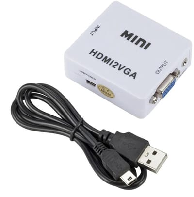 New Age Devi - HDMI to VGA Full HD Video Converter with Audio - White
