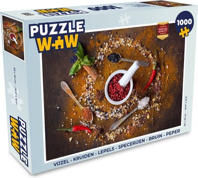 Puzzel Vijzel - Kruiden - Lepels - Specerijen - Bruin - Peper - Legpuzzel - Puzzel 1000 stukjes volwassenen