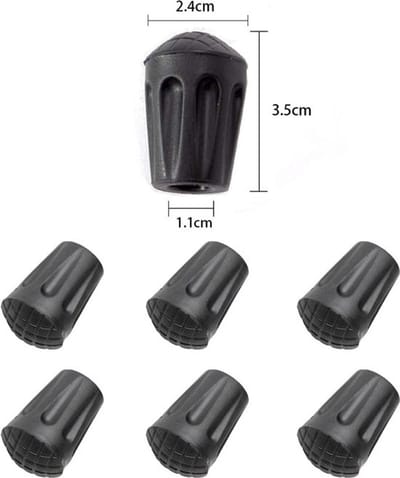 6 Stuks - Wandelstok Dop - Krukdoppen - Nordic Walking Pads - Nordic Walking Stokdop - Rond Nordic Voetjes - Trekkingstokken Dop - Reservedoppen - Eindstop - Wandelstokbodem - Eenvoudig Te Installeren - Zwart