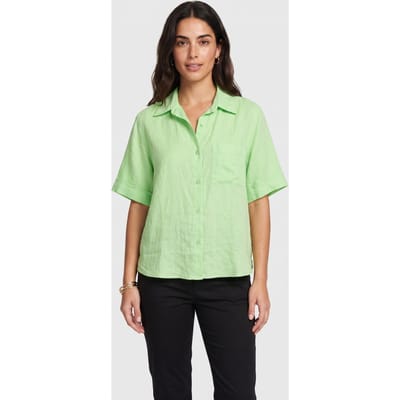 ARKET Leonen Resort Linen Shirt Green Size: S | Button-Down Shirts Outlet | Dames | Groen