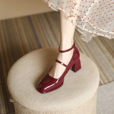 Nieuwe Mary Jane Schoenen Hoge Kwaliteit Leren Schoenen Ondiepe Vierkante Neus Dames Sandalen Gespsluiting Dames Pumps 36 white