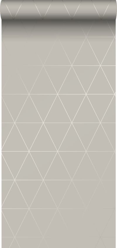 Origin Wallcoverings behang grafische driehoeken glanzend grijs - 347744 - 0,53 x 10,05 m