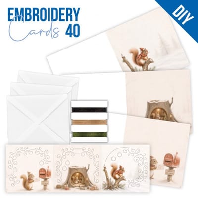 Stitch and Do Cards 40 - Christmas Squirrel - Stitch and Do borduursets incl. borduurgaren - Gratis verzonden - STDOPP040