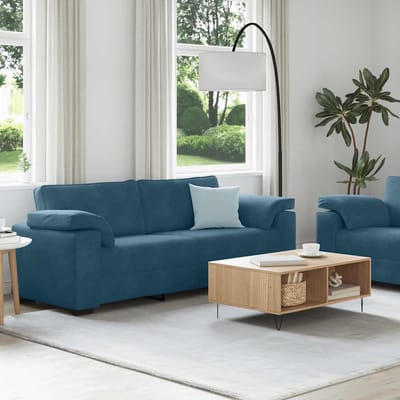 vidaXL - 2-delige - bankset - met - kussens, - blauw - fluweel