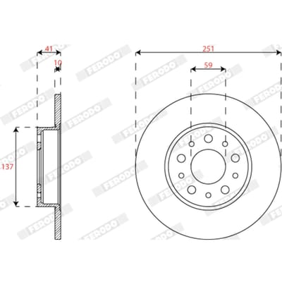 Remschijf FERODO DDF2777C achter, compleet, 2 stuk