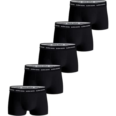 Björn Borg Cotton Stretch trunks - heren boxers korte pijp (5-pack) - zwart - zwart - zwart - zwart - zwart