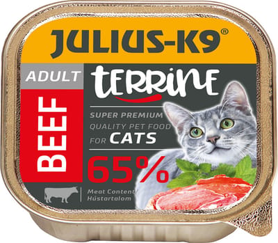 Julius-K9 - Natvoer voor volwassen katten – Smeuïge kattenpaté met rund – 5 x 100g