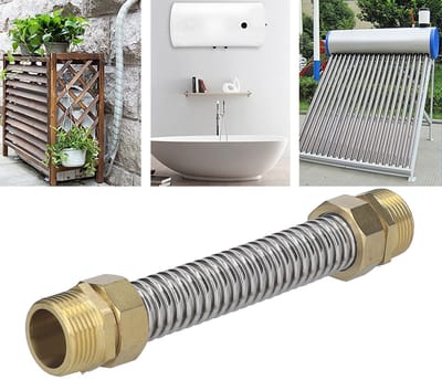 Dailygoods - Ribbelslang - Flexibele verbindingsslang - Zilver - Roestvrij staal - Geschikt voor airconditioning - 20 cm