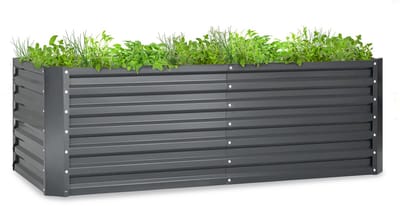 Blumfeldt verhoogd bed, Groot kruidenbed Eenvoudig te monteren, Verhoogd bed tuin & balkon, Vrijstaand groentebed voor bloemen, fruit & groenten, Metalen verhoogd bed, Tuinbed 180x90x60 cm, Verhoogd bed grijs - 970L 60 cm 19 kg