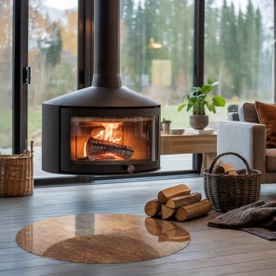 Coloray Vloerplaat Houtkachel - Vloerplaat Openhaard - 90 cm x 90 cm - Houtkachel Accessoires - Bruin Vloerplaat Kachel - Onderplaat - Plaat voor Onder Houtkachel - Open Haard Accessoires - Onderplaat Voor Houtkachel