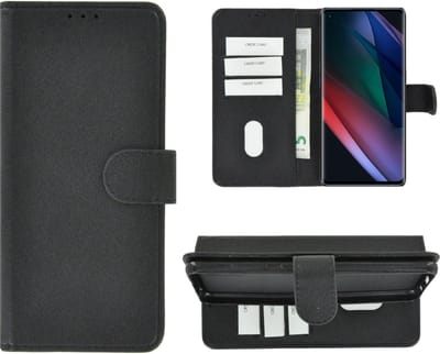 Geschikt voor Oppo Find X3 Neo Hoesje - Bookcase Wallet Zwart Cover
