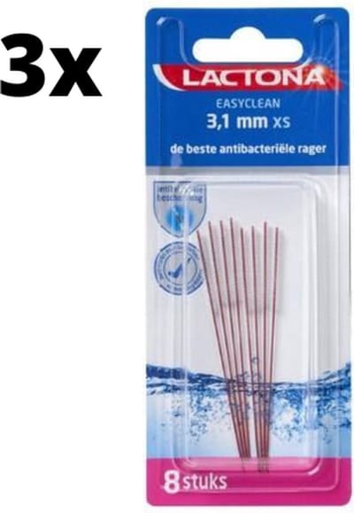 Lactona Ragers EasyClean XS 3.1mm Rood - 3 x 8 stuks - Voordeelverpakking