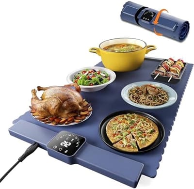 Elektrische warmhoudlade - Oprolbare verwarmer - Eten warm houden - Instelbare temperatuur - 66 x 39 cm - Zwart