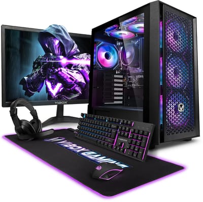 Vibox Gaming PC Set - Ryzen 3 3200G - Onboard Videokaart - 16GB RAM - 1TB SSD - Windows 11 - WiFi 6 + Bluetooth 5.4 - 22" Monitor + Accessoires