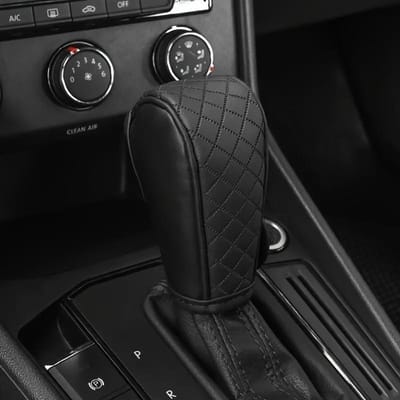 1 stuks Zwart PU Leer Versnellingspookknop Hoes Antislip, Diamantsteek Design, Comfortabele Grip voor Verbeterde Rijervaring, Auto Interieur Accessoire