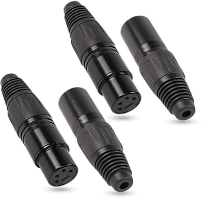 XLR stekkers connectoren - Audio kabeluiteinden - Audio signalen doorgeven - Soldeertype 4-pins - 4 stuks - zwart