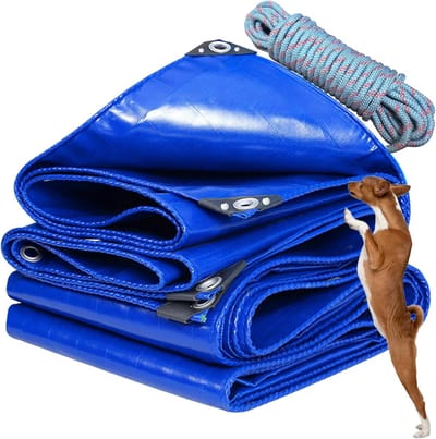 Waterdicht Dekzeil - Zwaar PVC Zeil - Universele Bescherming - Versterkte Oogjes - 1x35 Meter - Blauw