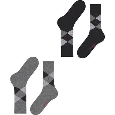 Burlington Everyday Argyle 2-Pack gedessineerd katoen sokken heren grijs - maat 40-46