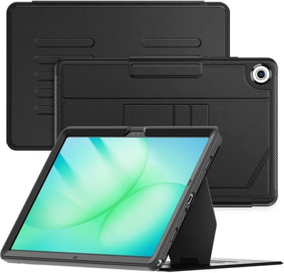 Tablet Hoes Geschikt voor Samsung Galaxy A11 Plus Zwart - Galaxy A11 plus hoes met Kaartsleuven - Multi-Angle Magnetic Stand, Auto Sleep/Wake - Extra Stevig - Schokbestendig