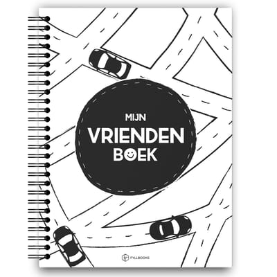 Fyllbooks - Mijn Vriendenboekje Jongen - Invulboekje - Herinneringsboekje - Zwart Wit - Ruimte voor 30 Vriendjes en Vriendinnetjes