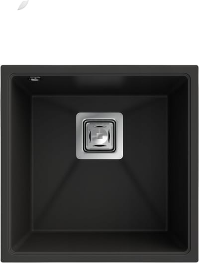 Granitan Napo 42 granieten spoelbak - 420 x 420 mm - zwart - onderbouw 1 bak met sifon