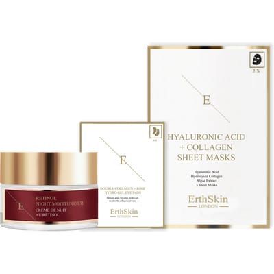 Retinol Nachtvochtinbrengende Crème 50ml + Dubbel Collageen + Rozen Hydrogel Oogpads 5 X 2 + Hyaluronzuur & Collageen Masker - 3 vellen