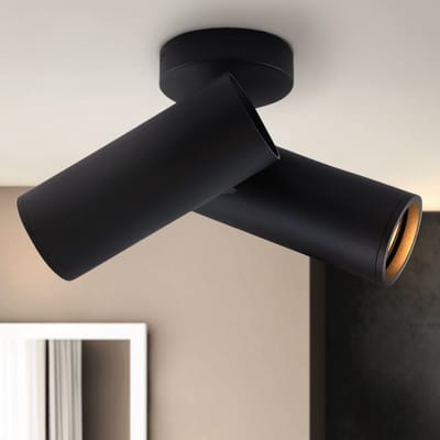 Olucia - NADI - Plafondlamp - Zwart - 2L - Vorm: Cilinder
