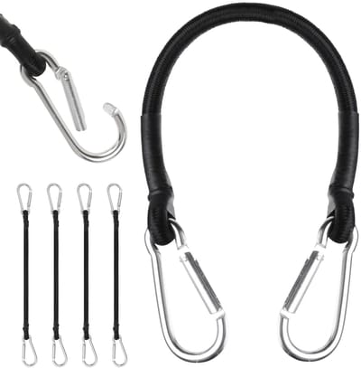 Dailygoods- Expandertouw 4 Stuks - Elastisch Koord 30/60/100 cm - Karabijnhaken - Slijtvast - Sterke Elasticiteit - Rubbergaren met Polypropyleen - Elastisch Touw