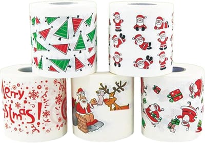 Badkamerpapier Kerst - Dubbellaags Rollen - Feestelijke Decoratie - Zachte Houtpulp - 5 Rollen Pakket