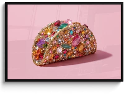 Poster in lijst - Fotolijst 120x80 cm - Posters - Taco - Kleurrijk - Edelstenen - Goud - Posterlijst zwart - Decoratie - Wanddecoratie woonkamer - Muurdecoratie slaapkamer