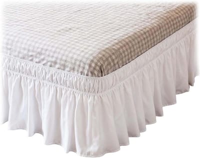 Bedrok met ruches - Bedlaken - Slaapkamer opruimen - Volledige bescherming - 203 x 153 x 40 cm - Wit