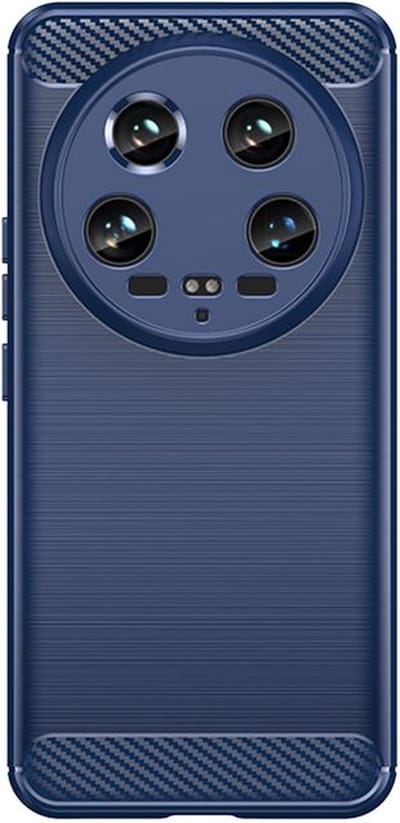 MobyDefend Hoesje - Geschikt voor Xiaomi 14 Ultra - TPU Backcover - Geborstelde Metaal & Carbon-Look - Blauw