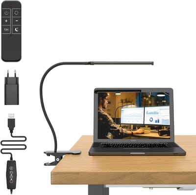 REN® Bureaulamp LED - Burolamp - Bureaulamp Met Klem - Bureaulamp Kind - Bureaulamp LED Dimbaar - Zwart - 63cm x 5cm x 40cm; 226.8 g