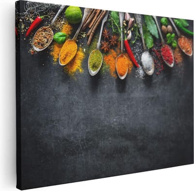 Artaza Canvas Schilderij Stilleven Keuken - 40x30 cm - Klein - Wanddecoratie Kruiden - Muurdecoratie Eten - Kamer Accessoires