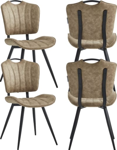 Colenis® - Rondo Eetkamerstoel - Set van 4 - Sand - Microvezel - Microfiber - Industrieel - Design