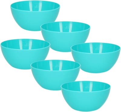 Plasticforte Schaaltjes - 6x - kunststof - kommetjes - dessert/ontbijt - D14 x H6 cm - blauw