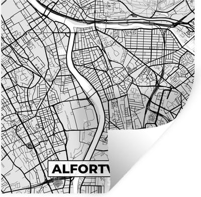 Muurstickers - Sticker Folie - Plattegrond - Alfortville - Stadskaart - Kaart - Frankrijk - 100x100 cm - Plakfolie - Muurstickers Kinderkamer - Zelfklevend Behang XXL - Zelfklevend behangpapier - Stickerfolie