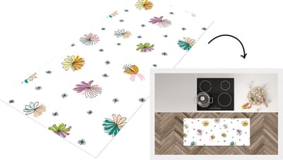 Keukenloper - Loper keuken - Bloemen - Regenboog - Flora - Pastel - Patronen - 120x50 cm - Keukenloper vinyl