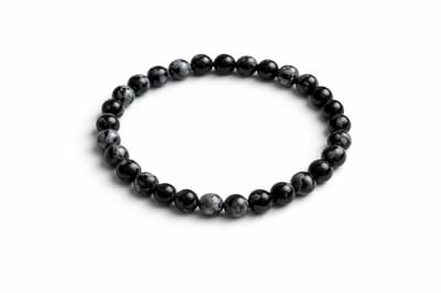 Sneeuwvlok Obsidiaan Armband 6 mm – Natuursteen – Diameter 18 cm – Obsidiaan Kralen – Unisex
