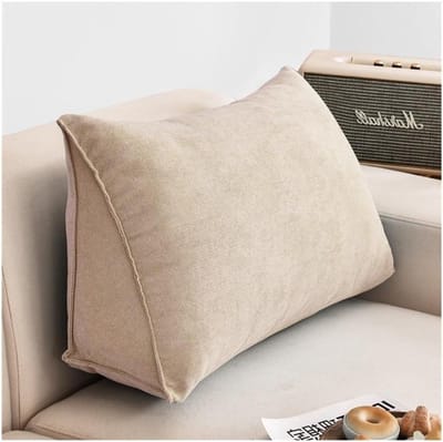 Driehoekig Kussen - Wigbankkussen Leeskussen - Comfort Verhogend - Lendensteun - 70x35x20 cm - Hennepkleur