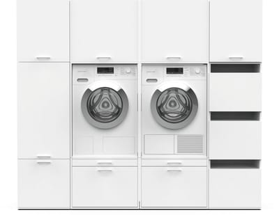 Washcab® Wasmachine Kast - Wasmachine Verhoger - Wasmachine Ombouw - Wit - Duo Set High 5 - 120kg draagkracht - 5 jaar garantie