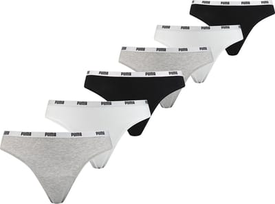 Puma Maat XS 6-Pack dames strings - Katoenen strings dames multipack - Voordeelverpakking - Combi