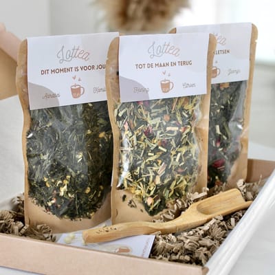 Lottea Voordeelset ´Gek op Groen´ - thee proeverij pakket, groene thee, thee cadeau, thee pakket, thee geschenk, cadeau vriendschap, cadeau set, gift set, brievenbus cadeau