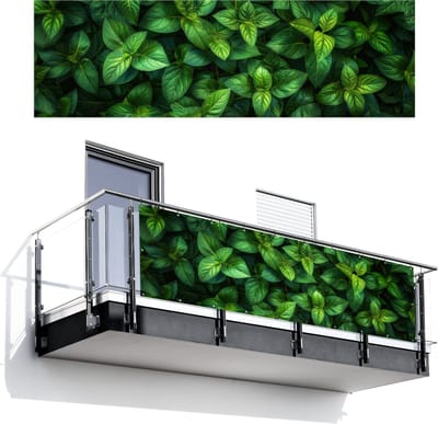 Balkonscherm 300x95 cm - Balkonposter Bladeren - Planten - Groen - Klimop - Balkon scherm decoratie - Balkonschermen - Balkondoek zonnescherm