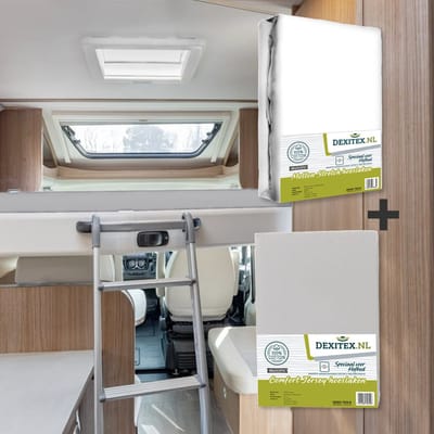 Dexitex 1 x Molton & 1 x Hoeslaken Lichtgrijs / Geschikt voor Hefbed Camper