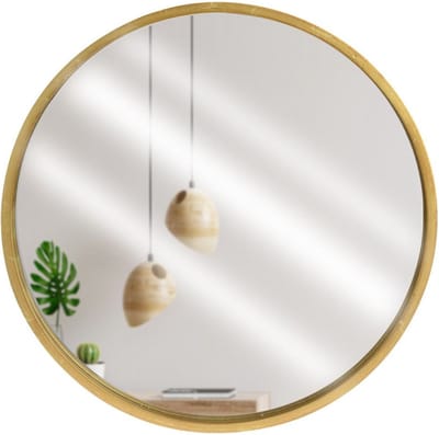 Wandspiegel Houten Gouden Rond 50 cm - Spiegel