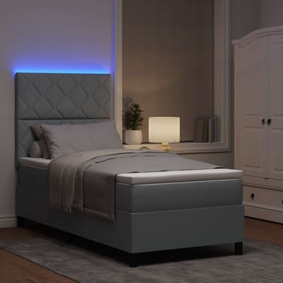 vidaXL - Boxspring - bed - met - hoofdeinde - Lichtgrijs - 100 - x - 200 - cm - Stof